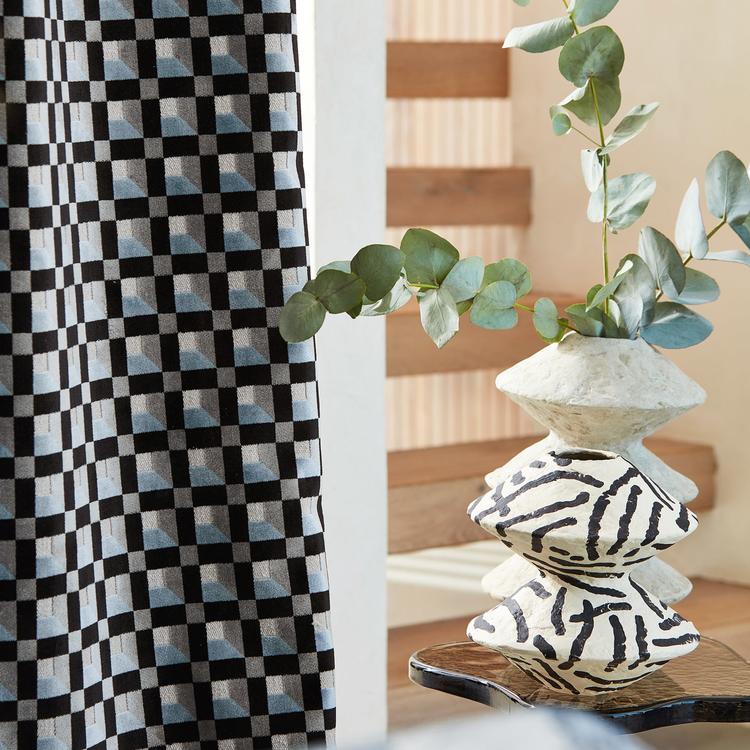 Harlequin Blocks Fabric Colour 3 featuring a bold geometric pattern, ideal for upholstery, curtains, cushions, blinds, and modern home décor projects, available from Primoends.