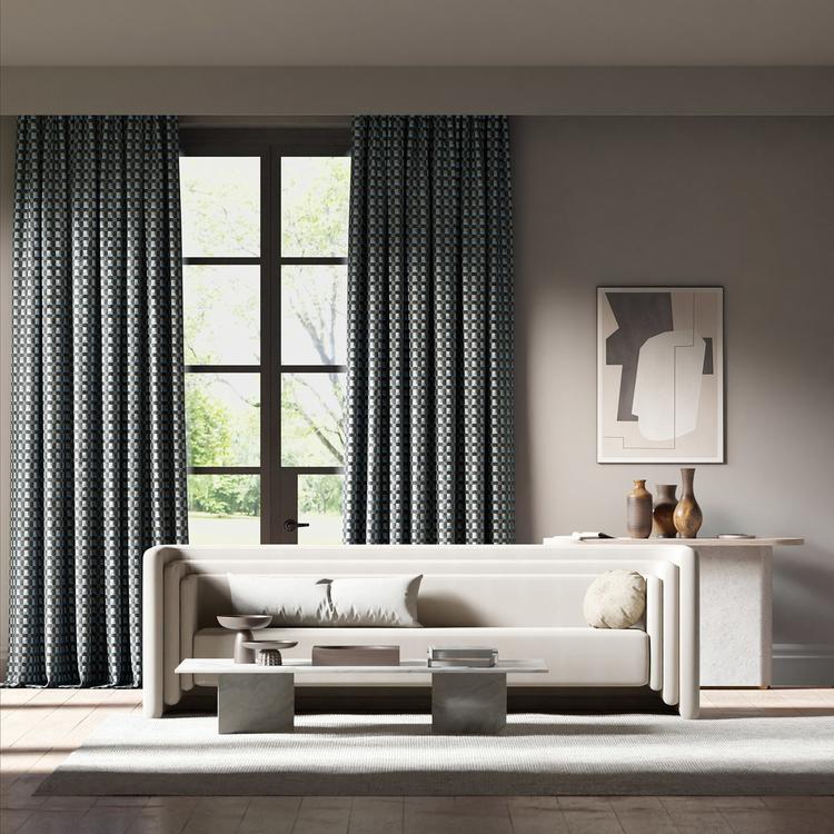 Harlequin Blocks Fabric Colour 3 featuring a bold geometric pattern, ideal for upholstery, curtains, cushions, blinds, and modern home décor projects, available from Primoends.