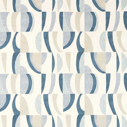 HARLEQUIN Torillo Fabric Abstract , Graphic Sky,Cornflower,Linen   - HRFD121207