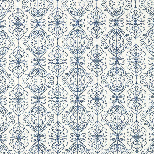 HARLEQUIN Java Linen Fabric Damasks Denim,Pearl   - HRTF134068