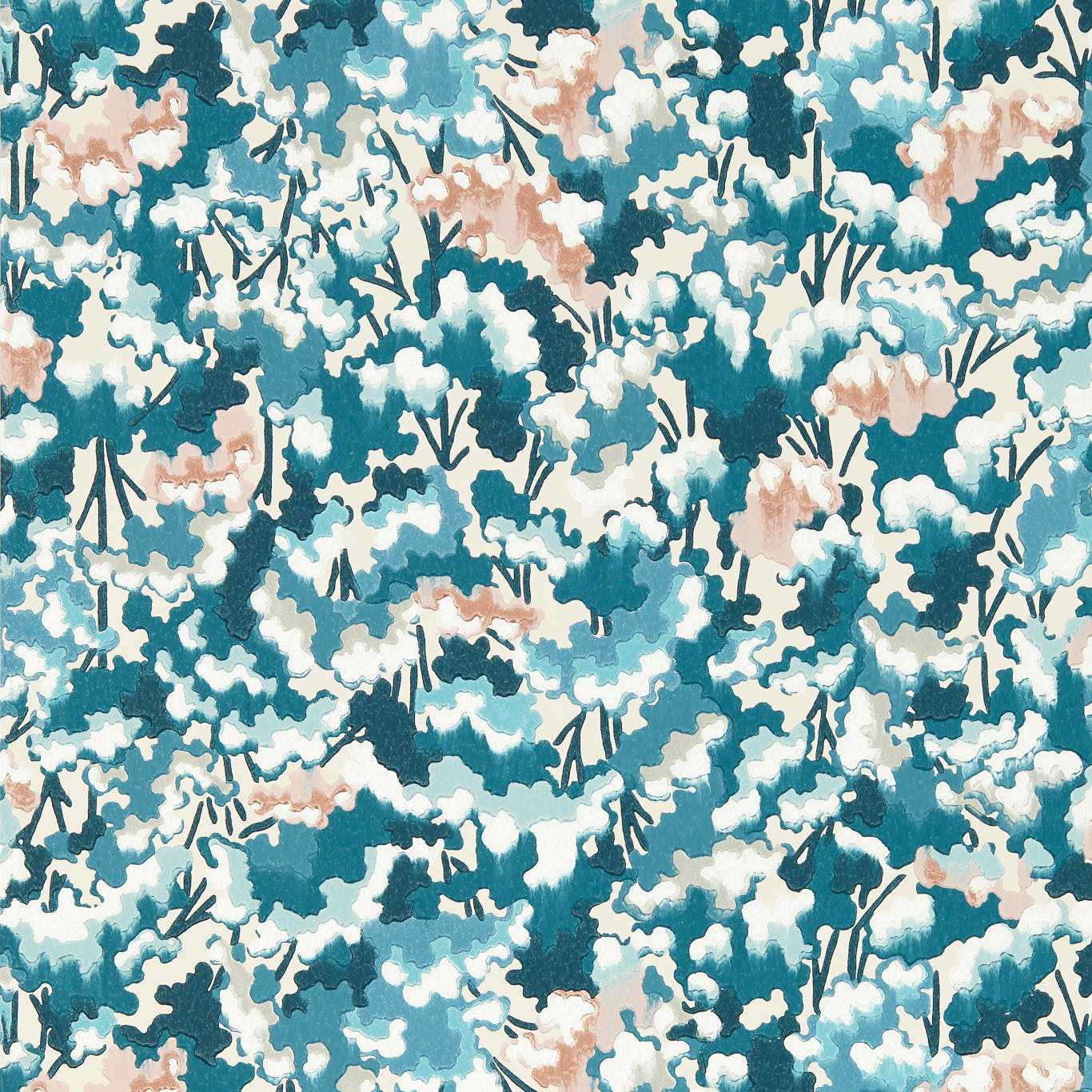 HARLEQUIN Tree Tops Wallpaper Leaves , Trees Midnight,Positano,Cornflower  Surface- Printed Wallpaper - HRTW113122