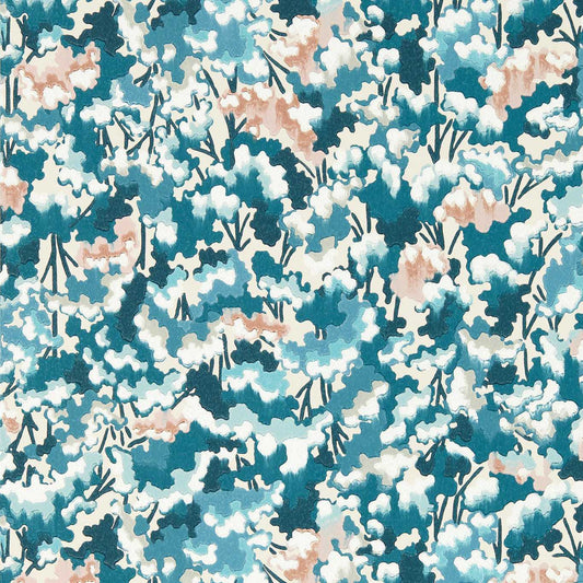 HARLEQUIN Tree Tops Wallpaper Leaves , Trees Midnight,Positano,Cornflower  Surface- Printed Wallpaper - HRTW113122