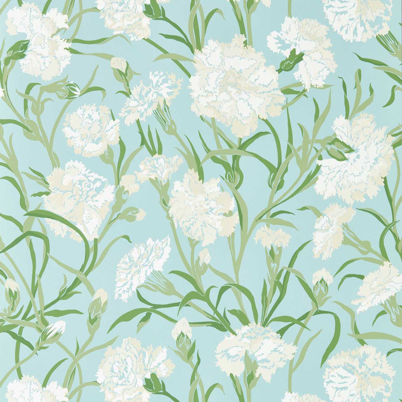 HARLEQUIN Fleur de Joie Wallpaper Contemporary, Floral Chalk,Emerald,Sky  Rotary Wide Width - HRTW113135