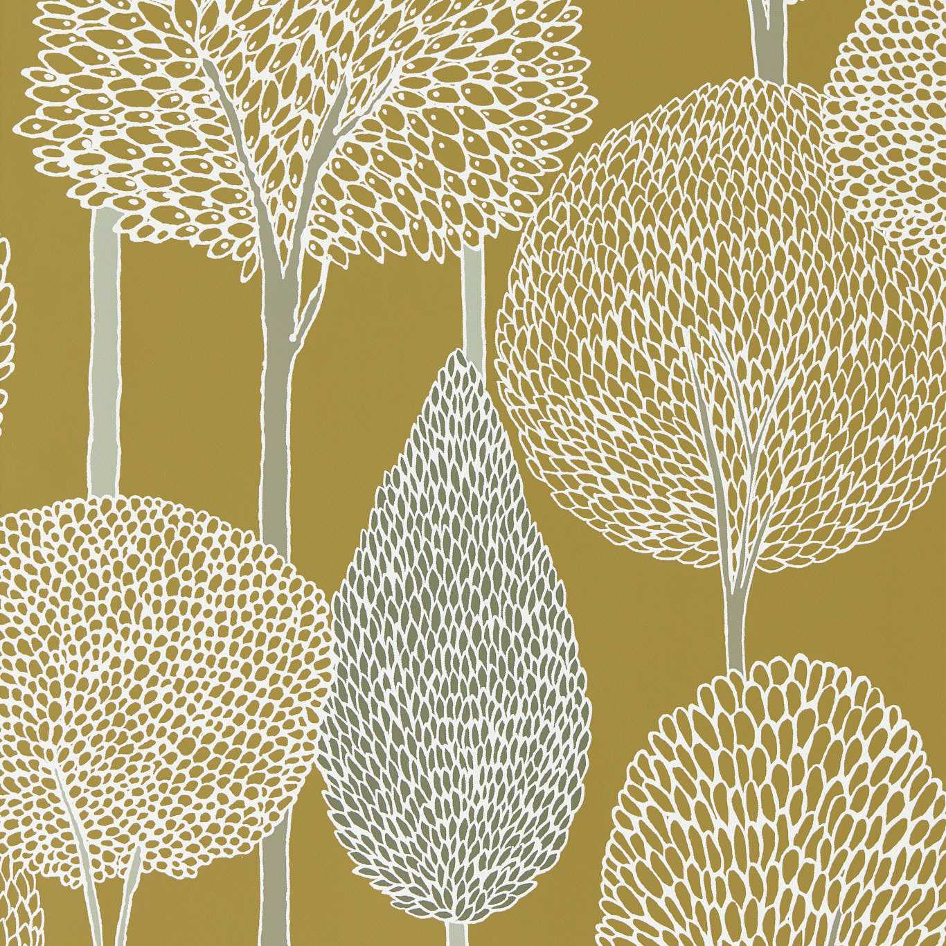 HARLEQUIN Silhouette Wallpaper Leaves , Trees Ochre,Taupe  Rotary Printed Wallpaper - HRTW113140