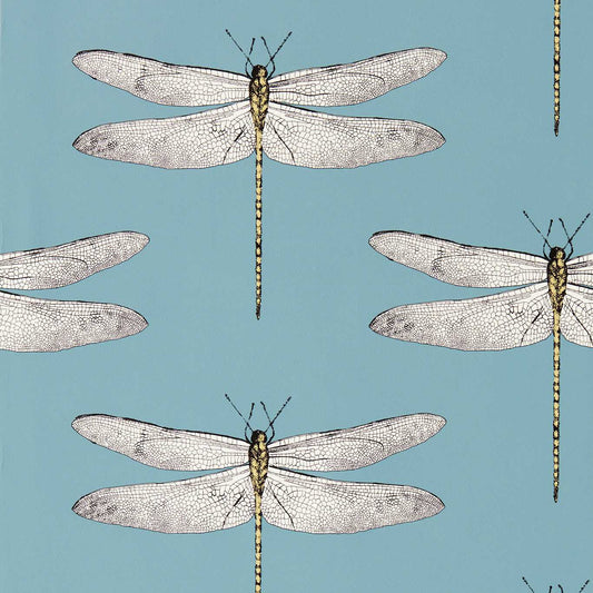 HARLEQUIN Demoiselle Wallpaper Animals Cornflower,First Light,Honey  Rotary/Gravure Wallpaper - HRTW113144