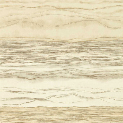 Harlequin Metamorphic wallpaper in taupe linen colorway featuring abstract textured pattern inspired by geological formations, modern neutral wallpaper design, layered tonal wallcovering, contemporary minimalist wallpaper for living room and bedroom, elegant taupe and beige tones, luxury designer wallpaper, high-end interior decor, subtle statement accent wall, Harlequin wallcovering Metamorphic collection