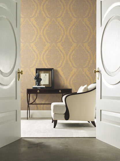 York Wallcoverings HP QuietWall Charleston Damask Yellow Wallpaper  Damasks Yellows   - HS7956