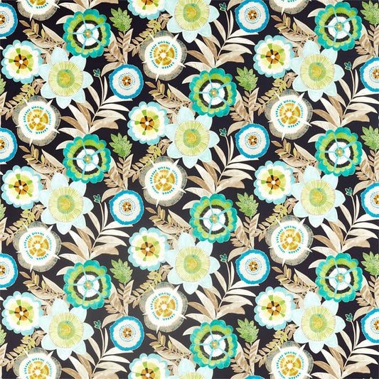 HARLEQUIN Komovi  Fabric Contemporary, Floral Saffron,Lagoon,Citrus   - HSAF120815