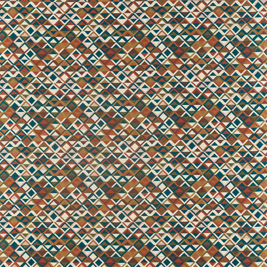 HARLEQUIN Boka  Fabric Geometric Sapphire,Russet,Gold   - HSAF132955