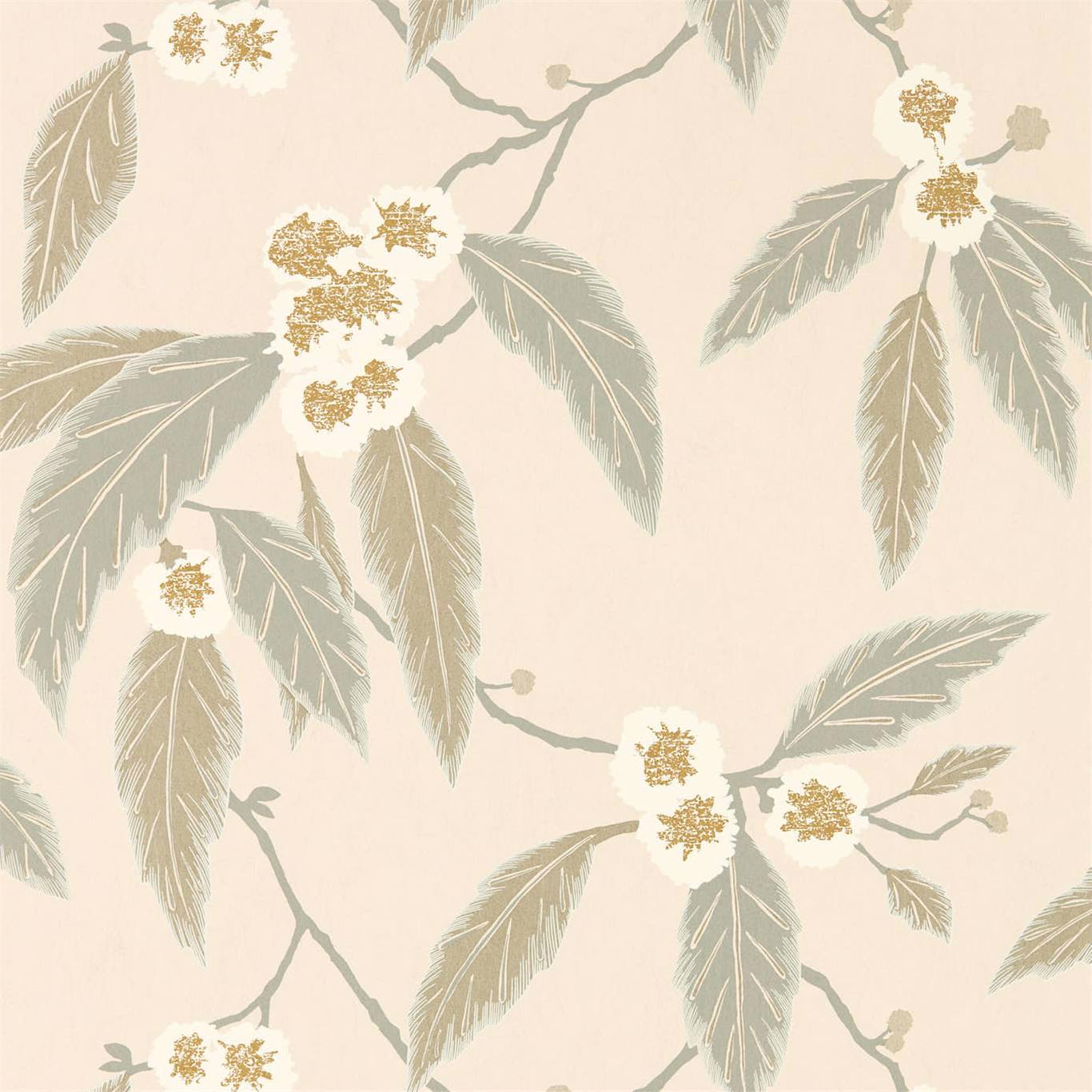 HARLEQUIN Coppice Wallpaper Leaves , Trees Powder,Truffle,Gilver  Rotary Wide Width Printed Wallpaper - HSAW112135