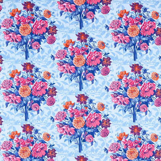 HARLEQUIN Dahlia Bunch Fabric Contemporary, Floral Lapis,Carnelian,Spinel   - HSRF121172