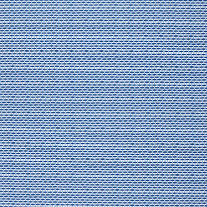 Close-up of blue woven fabric with a tight grid of light and dark blue threads.