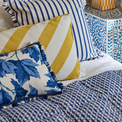 Harlequin x Sophie Robinson Basket Weave fabric in Lapis/Sky featuring a subtle geometric pattern on premium 100% cotton textile for upholstery, curtains, blinds, and home décor, available from Primoends