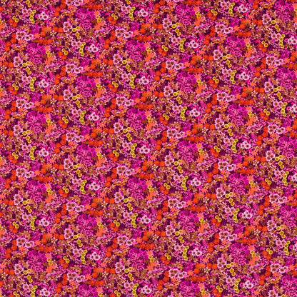 Harlequin Wildflower Meadow velvet fabric Carnelian Spinel Amethyst, vibrant printed floral velvet by Sophie Robinson, luxury upholstery fabric for curtains, cushions, blinds, and bold maximalist interior design décor projects.