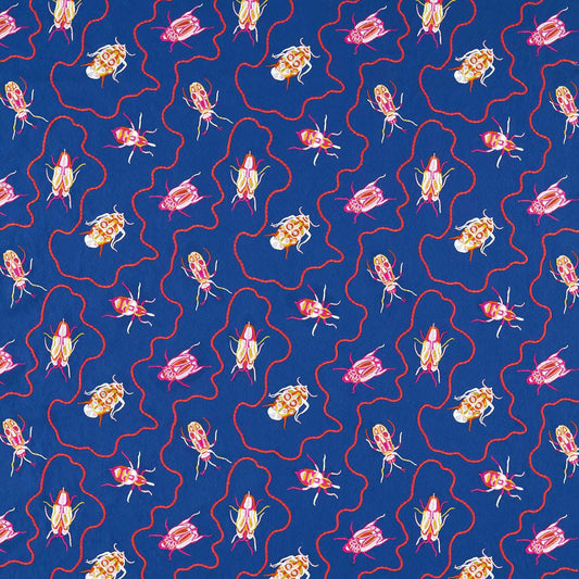 HARLEQUIN Jewel Beetles Fabric Animals Lapis   - HSRF133982