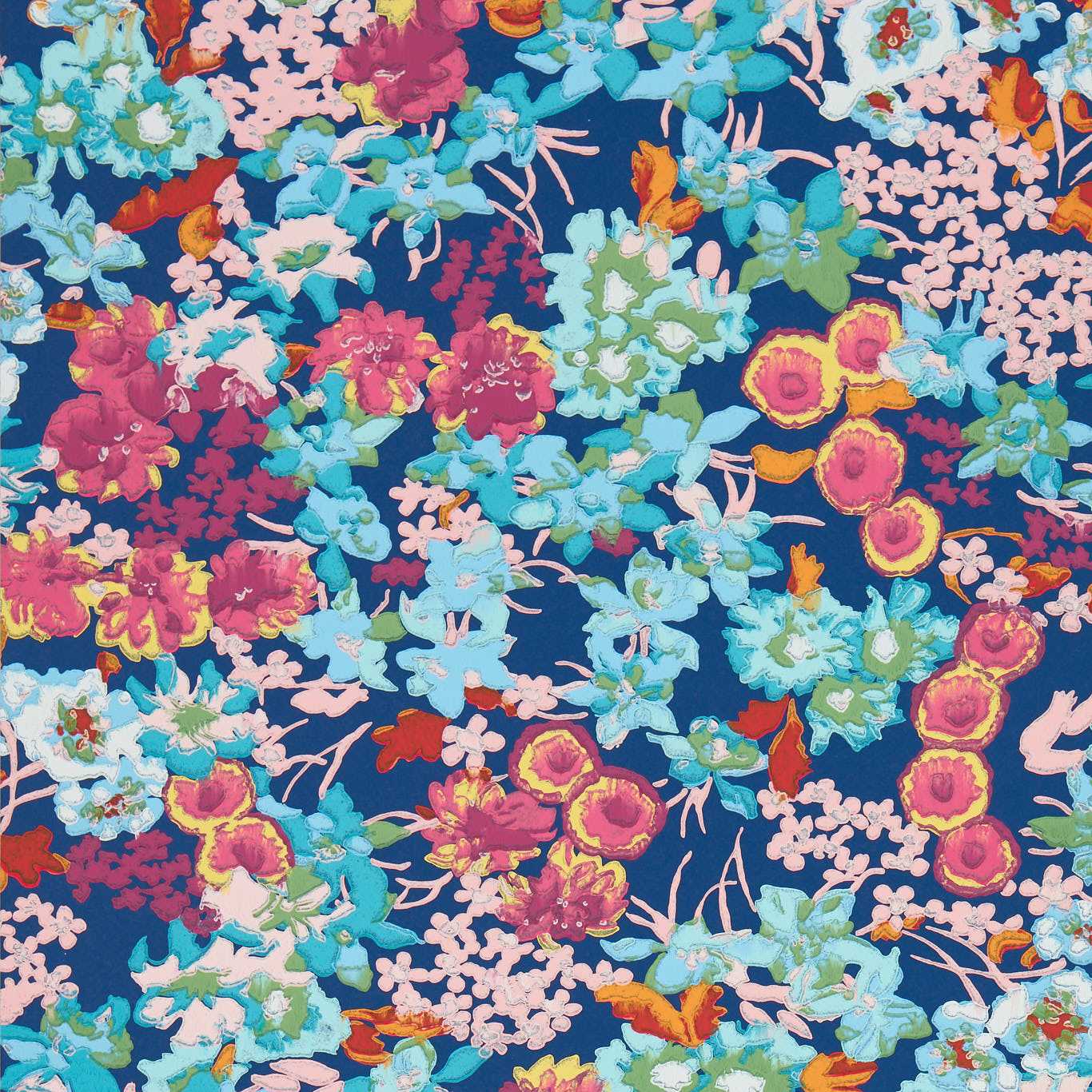 HARLEQUIN Wildflower Meadow Wallpaper Contemporary, Floral Lapis,Carnelian,Aquamarine  Surface- Printed Wallpaper - HSRW113050