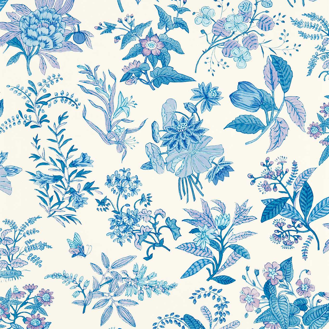 HARLEQUIN Woodland Floral Wallpaper Contemporary, Floral Lapis,Amethyst,Pearl  Gravure - Wide Width Printed Wallpaper - HSRW113059