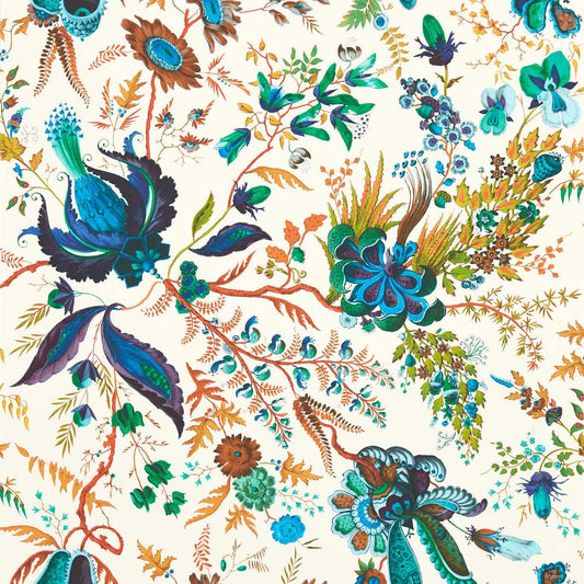 HARLEQUIN Wonderland Floral Wallpaper Contemporary, Floral Lapis, Emerald,Carnelian  Digital Printed Wallpaper Wide Width - HSRW113067