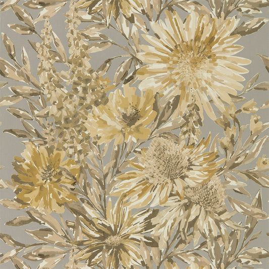 HARLEQUIN OUTLET Floreale Wallpaper Contemporary Floral Ochre,Gilver   - HSTO111495