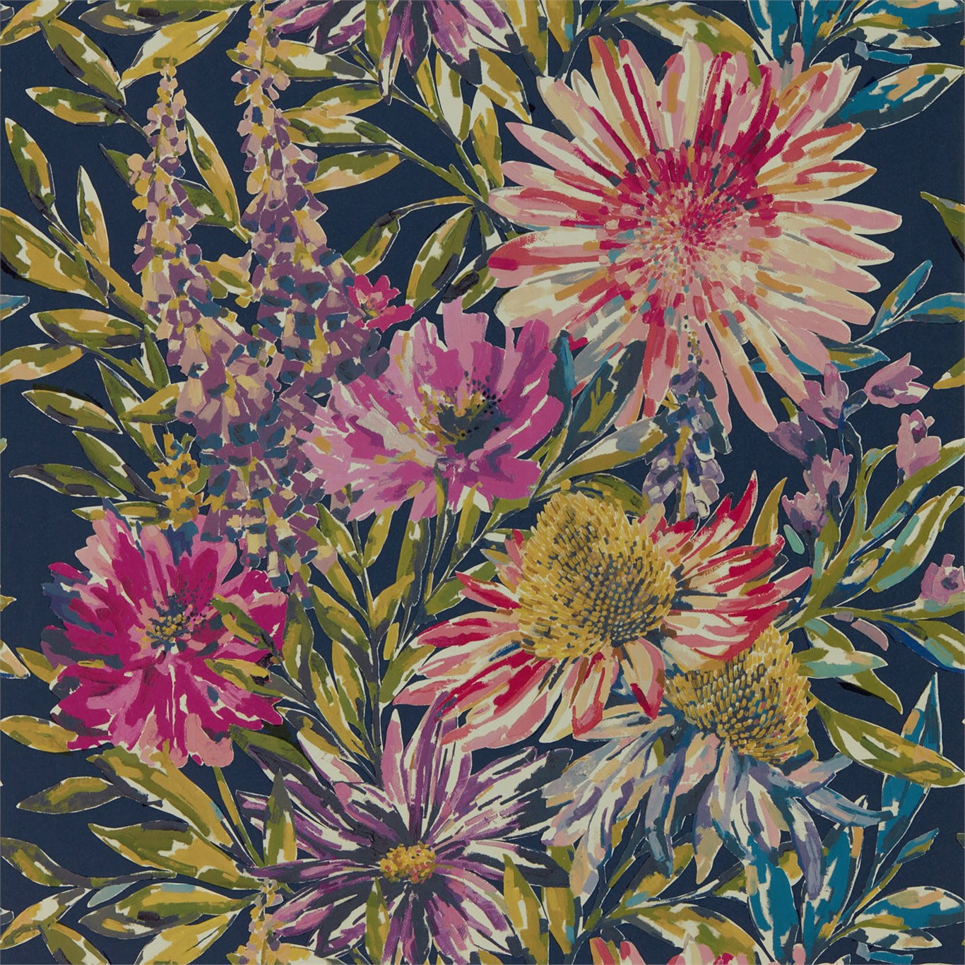 HARLEQUIN Floreale Wallpaper Contemporary, Floral Heather,Navy  Gravure - Wide Width Printed Wallpaper - HSTO111498