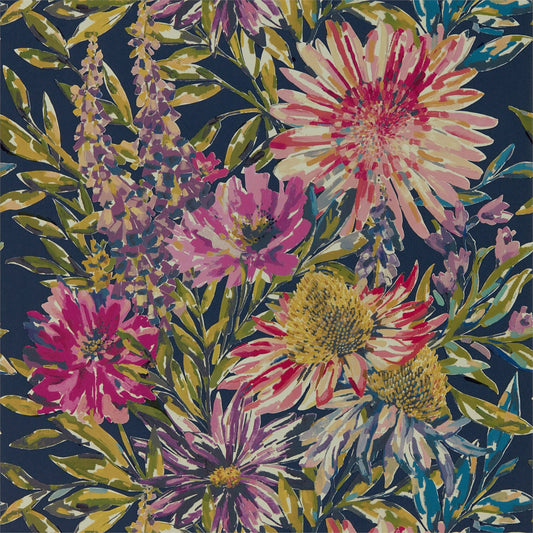 HARLEQUIN Floreale Wallpaper Contemporary, Floral Heather,Navy  Gravure - Wide Width Printed Wallpaper - HSTO111498