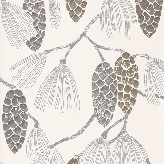 HARLEQUIN Epitome Wallpaper Leaves , Trees Gliver,Silver,Chalk  Rotary Printed Wallpaper - HSTO111501