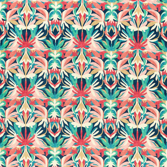 HARLEQUIN Melora Fabric Damasks Brazilian Rosewood, Ink, Amazonia   - HTEF120997