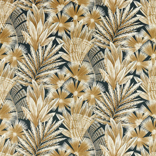 HARLEQUIN Matupi Fabric Leaves , Trees Amber Light,Black Earth   - HTEF121002