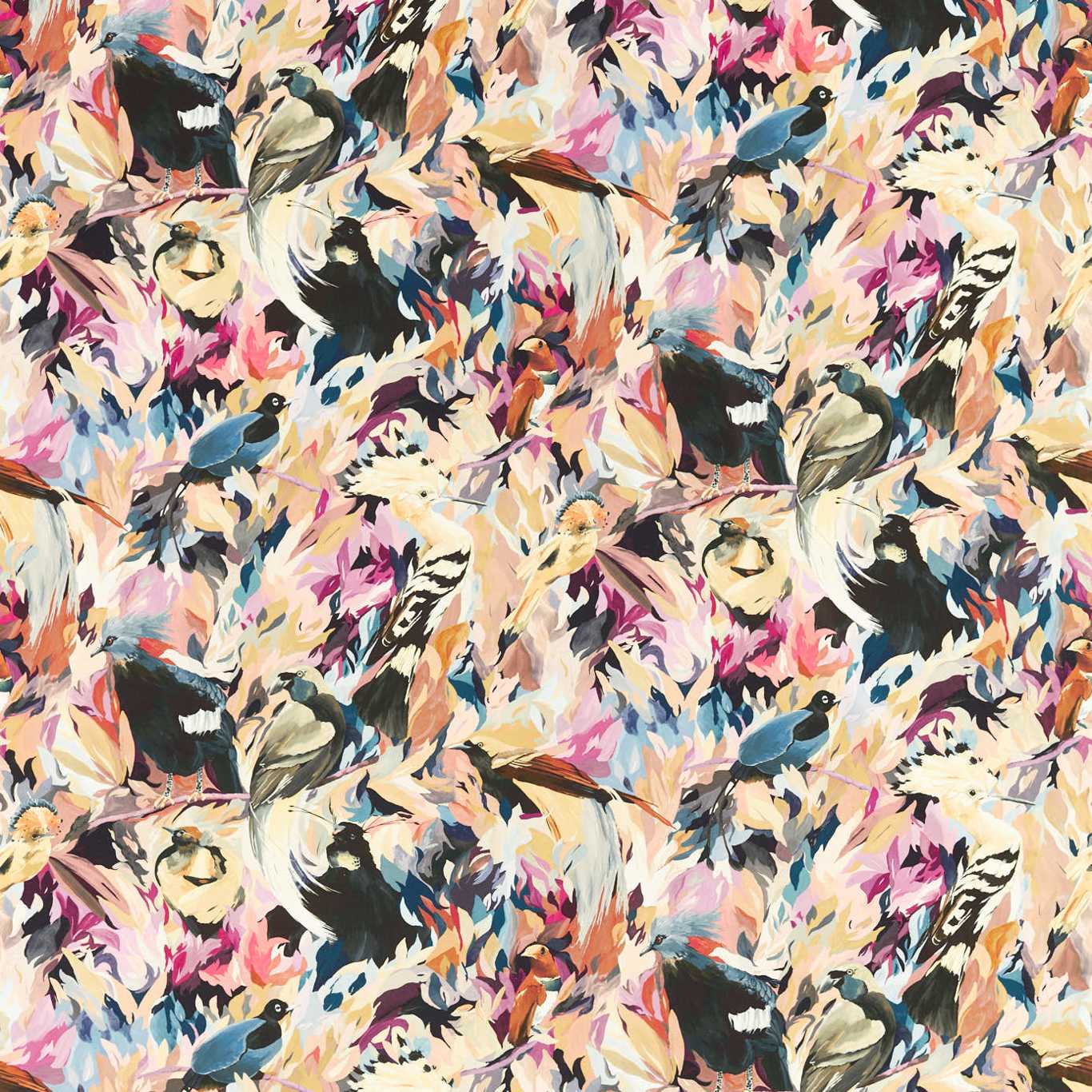 HARLEQUIN Dance of Adornment Fabric Birds Pomegrante, Grounded,Incense   - HTEF121009