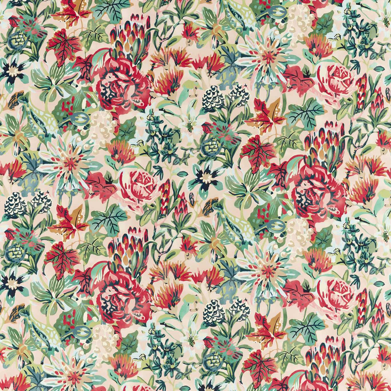 HARLEQUIN Perennials Fabric Contemporary, Floral (Gaia) Positano,Tree Canopy,Tulip   - HTEF121014