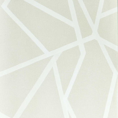 Sumi Wallpaper in Dove and White by Harlequin featuring a large-scale geometric pattern with clean hand-painted lines. Modern designer wallpaper in soft neutral gray and white tones, ideal for contemporary interiors, minimalist décor, Scandinavian design, living rooms, bedrooms, home offices, feature walls, and luxury home styling projects.
