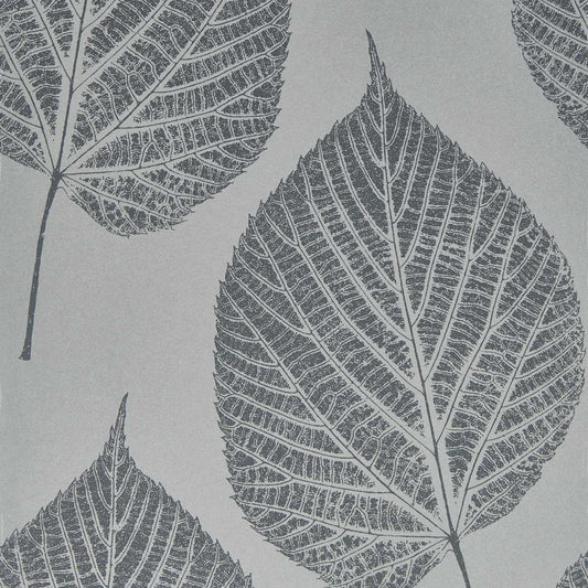 HARLEQUIN Leaf Wallpaper Leaves , Trees Slate,Silver  Rotary Printed Wallpaper - HTEW112608