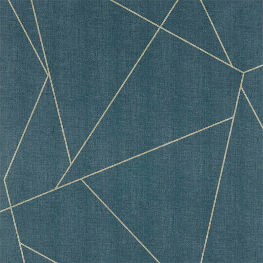 HARLEQUIN Parapet  Wallpaper Geometric Indigo  Gravure Wide Width Vinyl - HTWW112078
