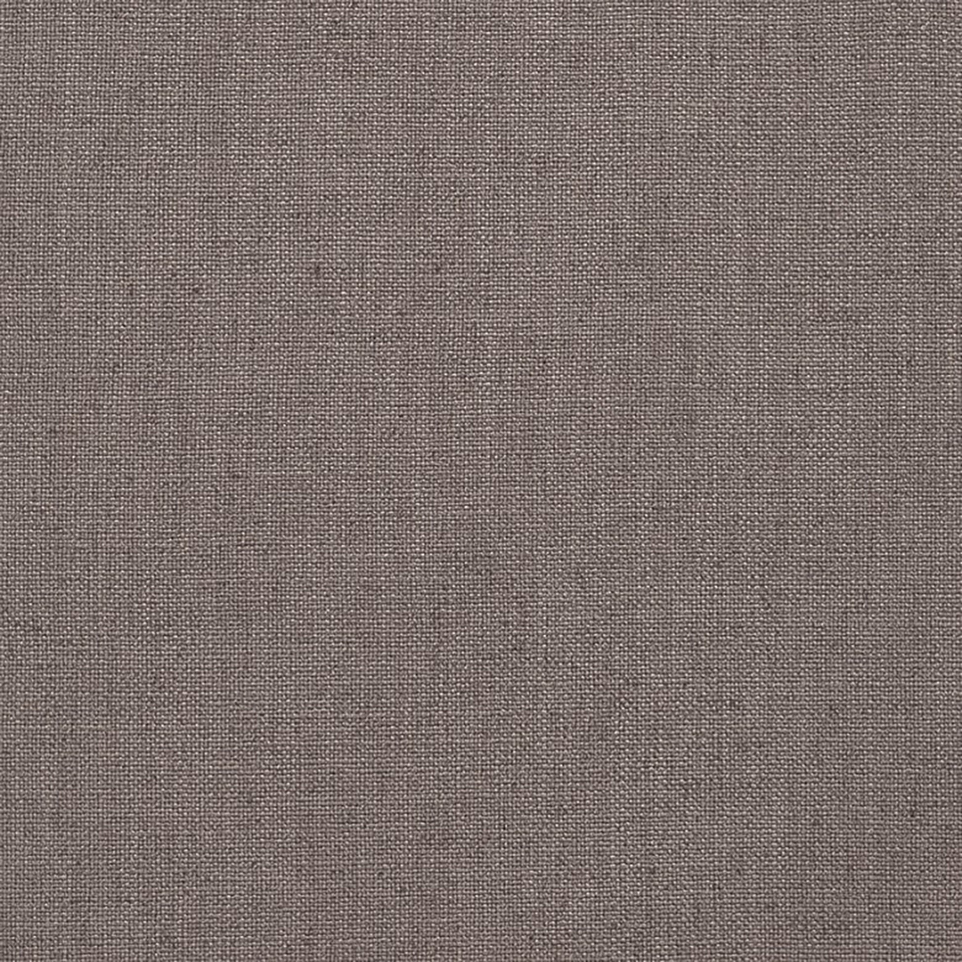 Taupe-brown woven fabric swatch with subtle linen texture, suitable for upholstery or drapery.