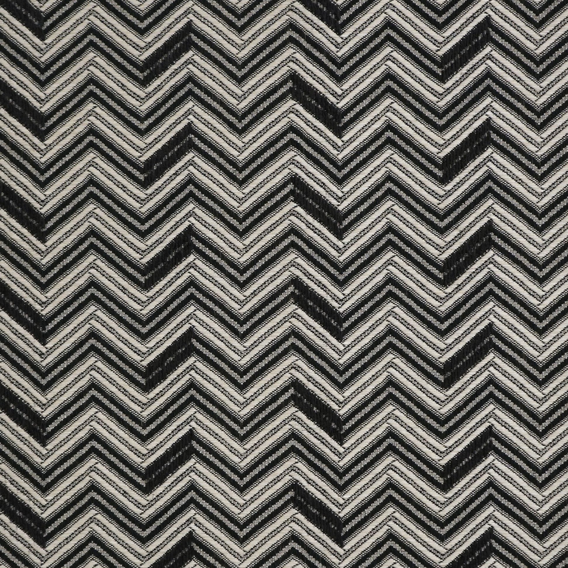 Grey & silver chevron-patterned jacquard-woven fabric with bold zigzag stripes.