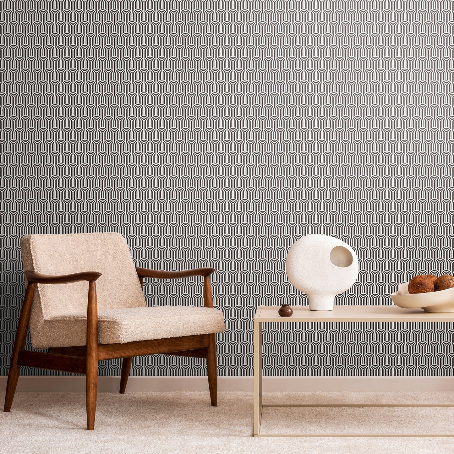 York Wallcoverings Hoopla Walls Retro Arch Black Peel and Stick Wallpaper Graphics Retro Black  Current Peel & Stick - HWA1067PU