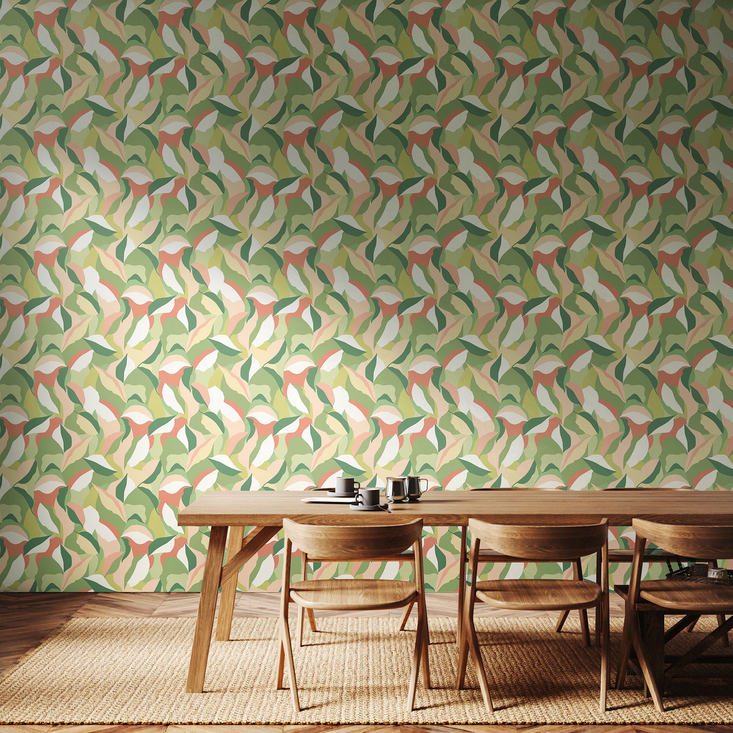 York Wallcoverings Hoopla Walls Leafy Patchwork Olive & Blush Peel and Stick Wallpaper Botanical Modern Olive & Blush  Current Peel & Stick - HWA1160PU