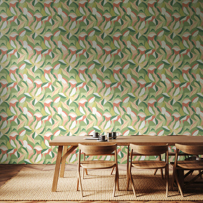 York Wallcoverings Hoopla Walls Leafy Patchwork Olive & Blush Peel and Stick Wallpaper Botanical Modern Olive & Blush  Current Peel & Stick - HWA1160PU