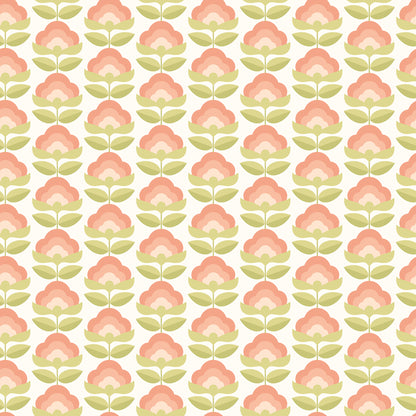 York Wallcoverings Hoopla Walls Retro Flower Apricot Mix Peel and Stick Wallpaper Botanical Retro Apricot Mix  Current Peel & Stick - HWA1169PU