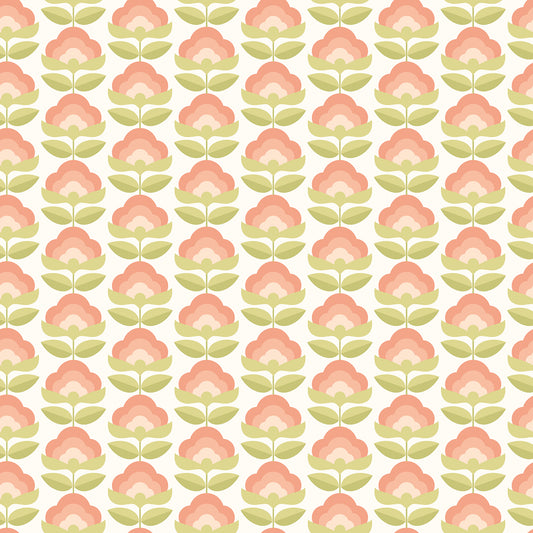 York Wallcoverings Hoopla Walls Retro Flower Apricot Mix Peel and Stick Wallpaper Botanical Retro Apricot Mix  Current Peel & Stick - HWA1169PU