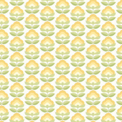 York Wallcoverings Hoopla Walls Retro Flower Sunshine Peel and Stick Wallpaper Botanical Retro Sunshine  Current Peel & Stick - HWA1170PU