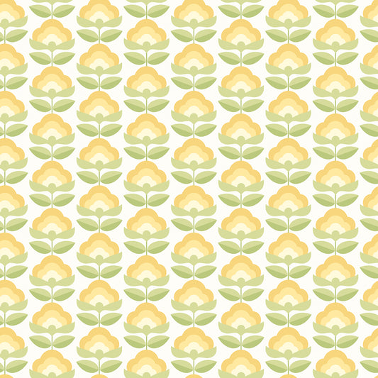 York Wallcoverings Hoopla Walls Retro Flower Sunshine Peel and Stick Wallpaper Botanical Retro Sunshine  Current Peel & Stick - HWA1170PU