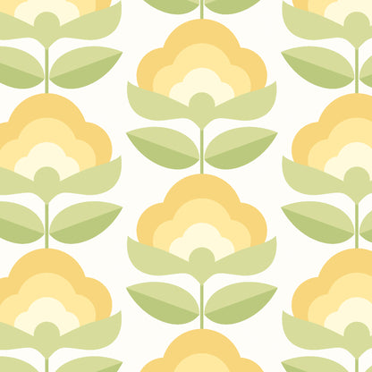 York Wallcoverings Hoopla Walls Retro Flower Sunshine Peel and Stick Wallpaper Botanical Retro Sunshine  Current Peel & Stick - HWA1170PU