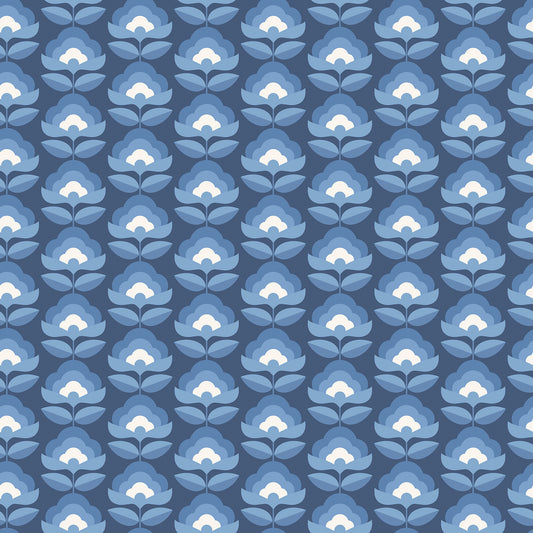 York Wallcoverings Hoopla Walls Retro Flower Indigo Mix Peel and Stick Wallpaper Botanical Retro Indigo Mix  Current Peel & Stick - HWA1175PU