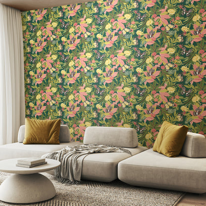 York Wallcoverings Hoopla Walls Paradise Forest Mix Peel and Stick Wallpaper Botanical Modern Forest Mix  Current Peel & Stick - HWA1193PU