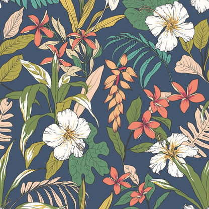 York Wallcoverings Hoopla Walls Oasis Navy Twist Peel and Stick Wallpaper Botanical Modern Navy Twist  Current Peel & Stick - HWA1203PU