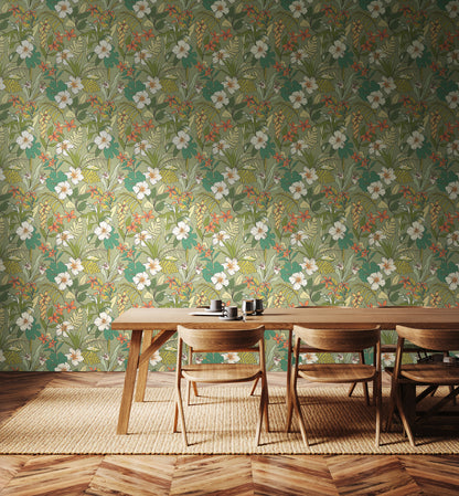York Wallcoverings Hoopla Walls Oasis Olive & Citrus Peel and Stick Wallpaper Botanical Modern Olive & Citrus  Current Peel & Stick - HWA1204PU