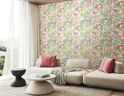 York Wallcoverings Hoopla Walls Oasis Apple & Rose Peel and Stick Wallpaper Botanical Modern Apple & Rose  Current Peel & Stick - HWA1207PU