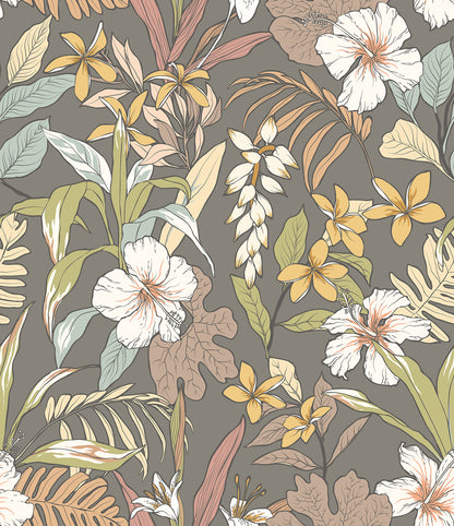 York Wallcoverings Hoopla Walls Oasis Mink & Sage Peel and Stick Wallpaper Botanical Modern Mink & Sage  Current Peel & Stick - HWA1209PU