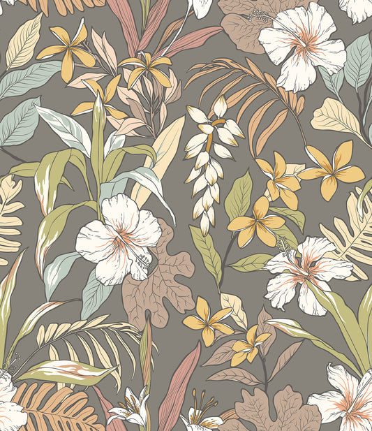 York Wallcoverings Hoopla Walls Oasis Mink & Sage Peel and Stick Wallpaper Botanical Modern Mink & Sage  Current Peel & Stick - HWA1209PU